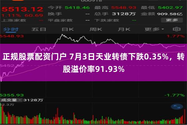 正规股票配资门户 7月3日天业转债下跌0.35%，转股溢价率91.93%