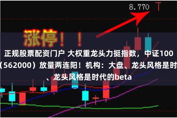 正规股票配资门户 大权重龙头力挺指数，中证100ETF基金（562000）放量两连阳！机构：大盘、龙头风格是时代的beta