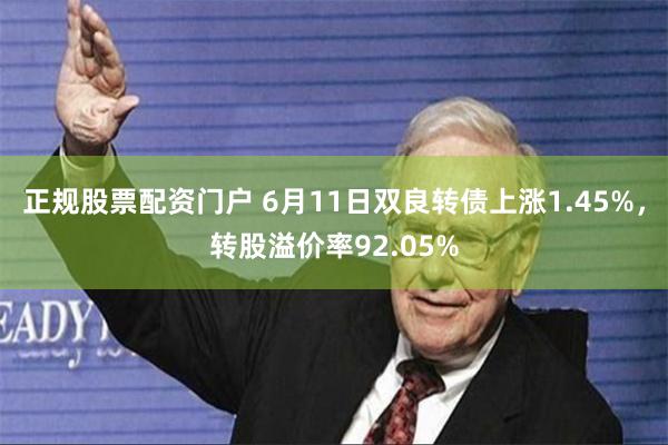 正规股票配资门户 6月11日双良转债上涨1.45%，转股溢价率92.05%