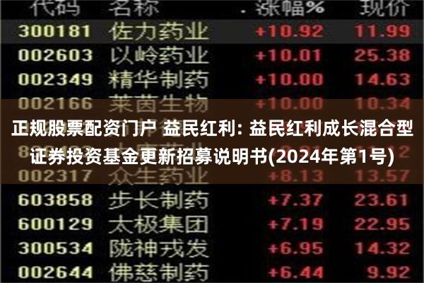 正规股票配资门户 益民红利: 益民红利成长混合型证券投资基金更新招募说明书(2024年第1号)